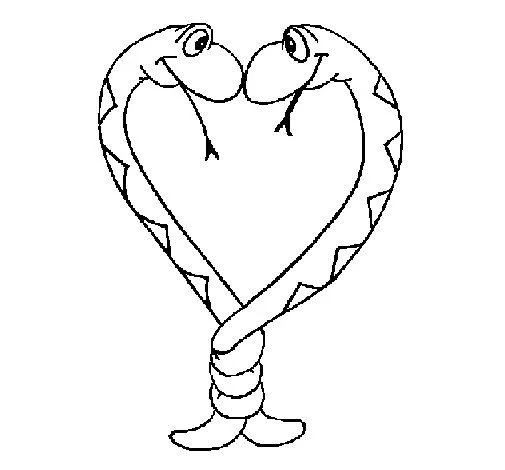 Dibujo de Serpientes enamoradas para Colorear - Dibujos.net Dibujo de Serpientes enamoradas para Colorear - Dibujos.net