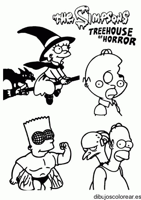 Dibujo de los Simpsons en Halloween | Dibujos para Colorear Dibujo de los Simpsons en Halloween | Dibujos para Colorear