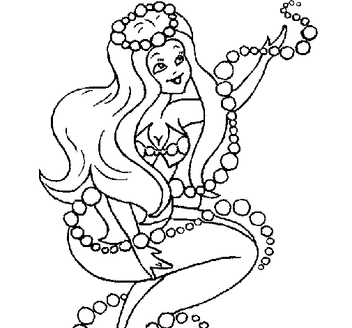 Dibujo de Sirena entre burbujas para Colorear Dibujo de Sirena entre burbujas para Colorear