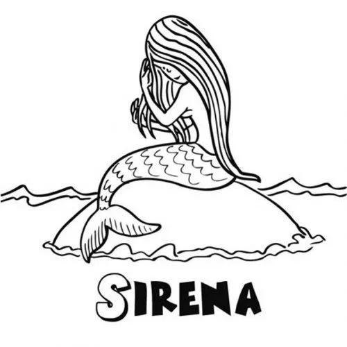 Dibujo de una sirena para imprimir y pintar - Dibujos para ...