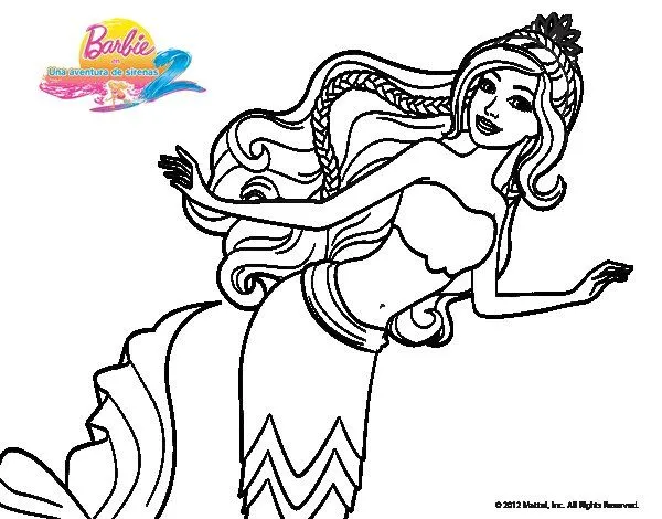 Dibujo de Sirena nadando para Colorear - Dibujos.net Dibujo de Sirena nadando para Colorear - Dibujos.net