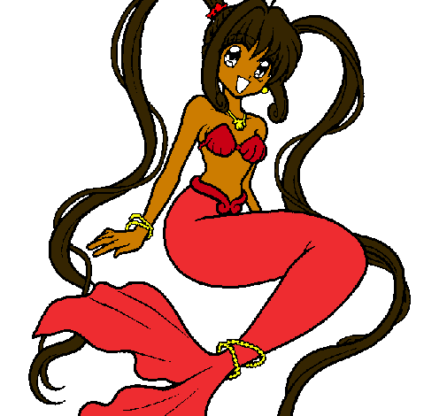 Dibujo de Sirena con perlas pintado por Frijoles en Dibujos.net el ...