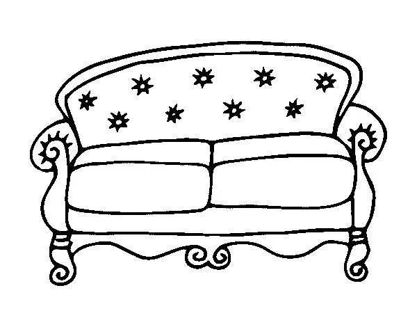 Dibujo de Sofá Chesterfield para Colorear - Dibujos.net