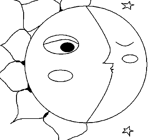 Dibujo de Sol y luna 3 para Colorear - Dibujos.net Dibujo de Sol y luna 3 para Colorear - Dibujos.net