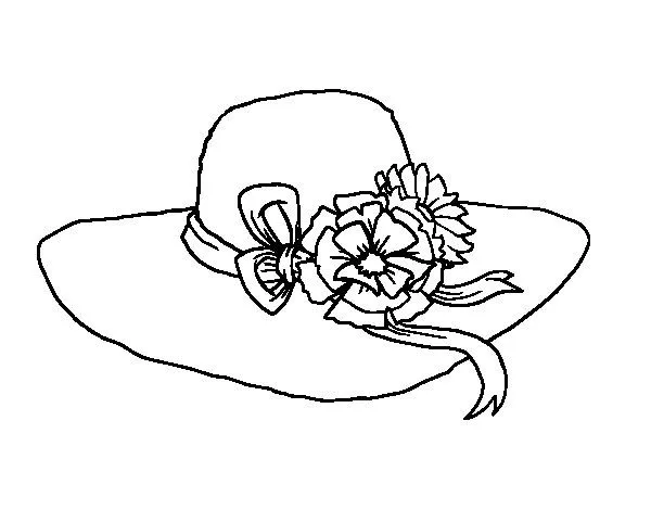 Dibujo de Sombrero con flores para Colorear - Dibujos.net Dibujo de Sombrero con flores para Colorear - Dibujos.net