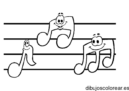 Dibujo de sonrientes notas musicales | Dibujos para Colorear