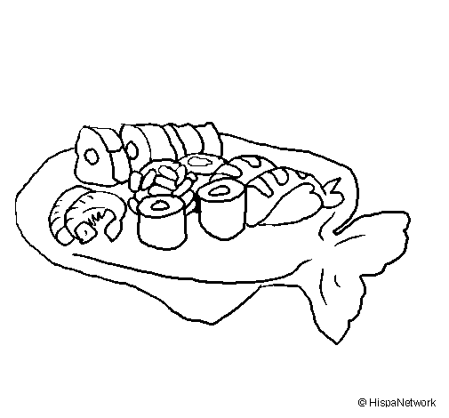 Dibujo de Sushi para Colorear - Dibujos.net Dibujo de Sushi para Colorear - Dibujos.net