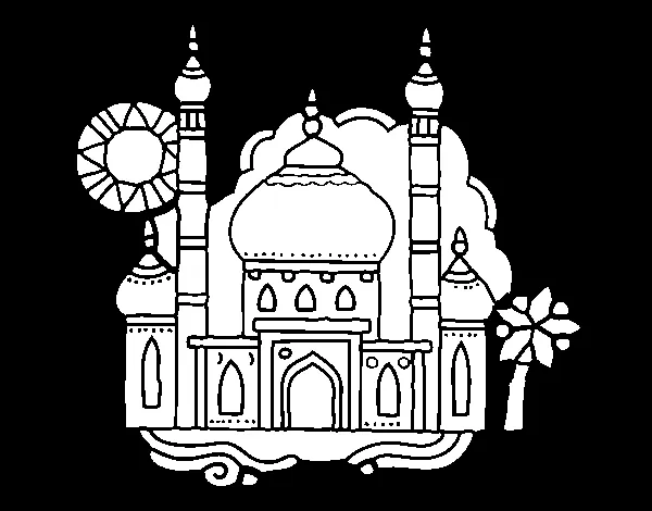 Dibujo de Taj Mahal para Colorear - Dibujos.net Dibujo de Taj Mahal para Colorear - Dibujos.net