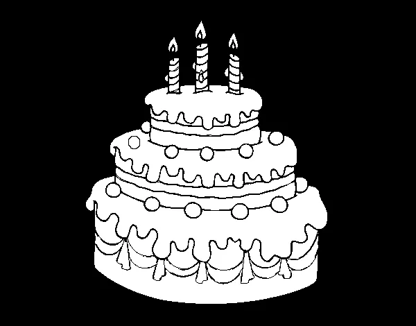 Dibujo de Tarta de cumpleaños para Colorear - Dibujos.net Dibujo de Tarta de cumpleaños para Colorear - Dibujos.net