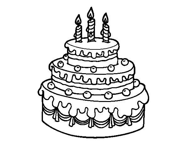 Dibujo de Tarta de cumpleaños para Colorear - Dibujos.net Dibujo de Tarta de cumpleaños para Colorear - Dibujos.net