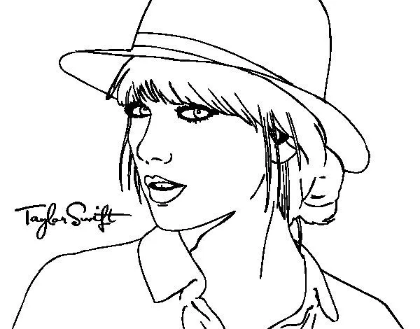 Dibujo de Taylor Swift con sombrero para Colorear - Dibujos.net Dibujo de Taylor Swift con sombrero para Colorear - Dibujos.net