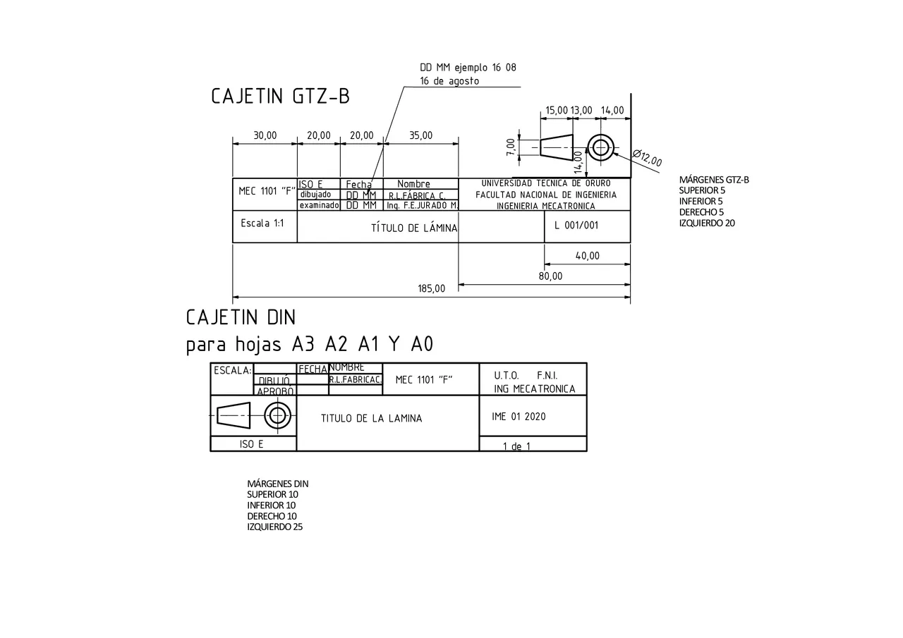 DIBUJO TECNICO CAJETINES PARA MEC 1100 | Apuntes de Dibujo Técnico | Docsity DIBUJO TECNICO CAJETINES PARA MEC 1100 | Apuntes de Dibujo Técnico | Docsity