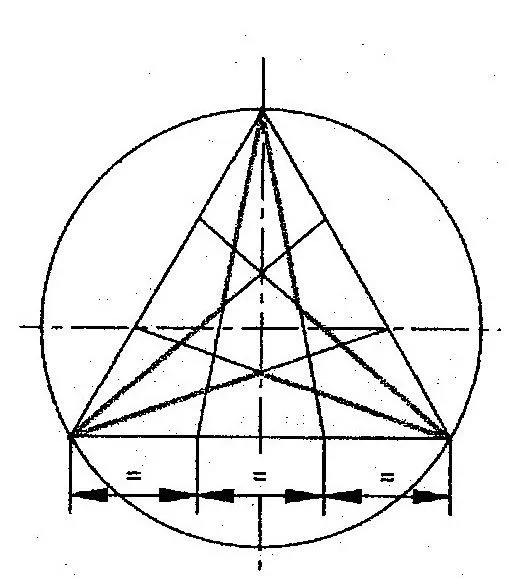 de dibujo técnico: estrella de 3 puntas