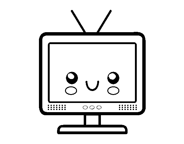 Dibujo de Televisión con antena para Colorear - Dibujos.net