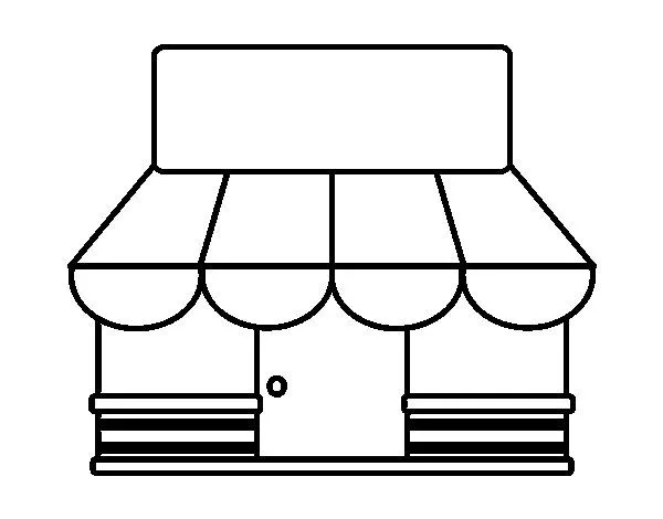 Dibujo de Tienda con toldo para Colorear - Dibujos.net Dibujo de Tienda con toldo para Colorear - Dibujos.net