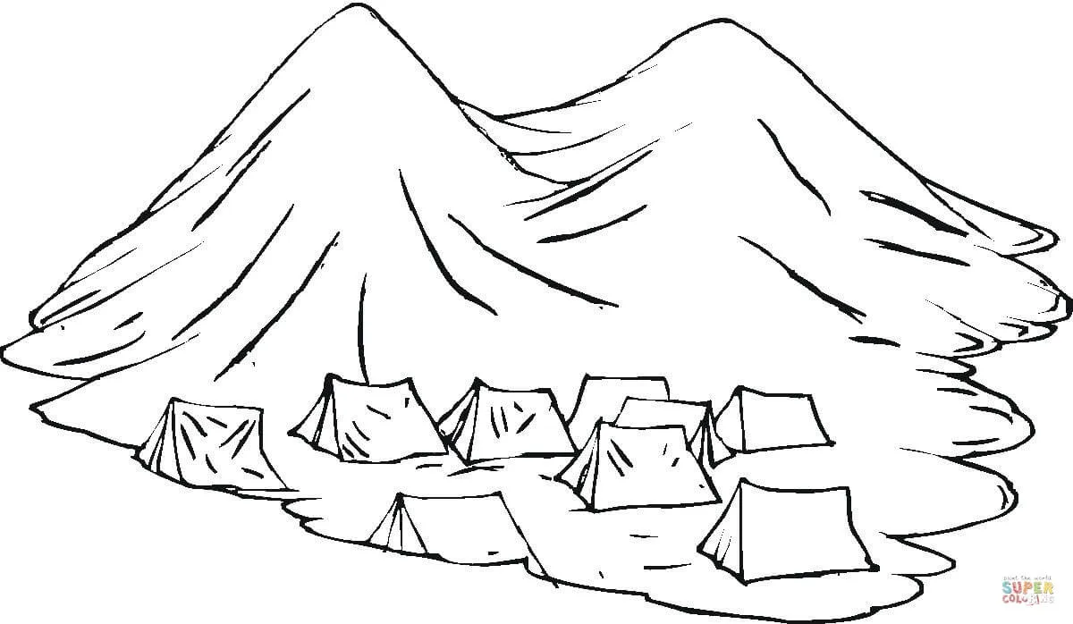 Dibujo de Tiendas Nómadas en la Montaña para colorear | Dibujos para colorear imprimir gratis Dibujo de Tiendas Nómadas en la Montaña para colorear | Dibujos para colorear imprimir gratis