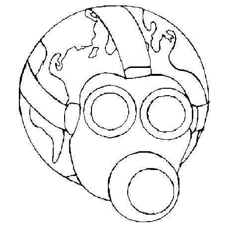 Dibujo de Tierra con máscara de gas para Colorear - Dibujos.net Dibujo de Tierra con máscara de gas para Colorear - Dibujos.net