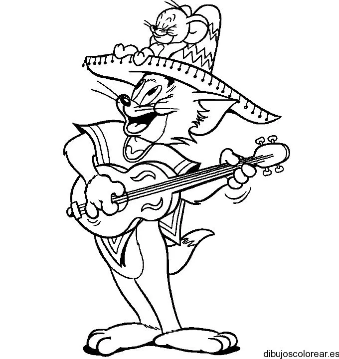 Dibujo de Tom con sombrero mexicano | Dibujos para Colorear Dibujo de Tom con sombrero mexicano | Dibujos para Colorear