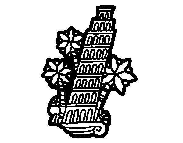 Dibujo de Torre de Pisa para Colorear - Dibujos.net
