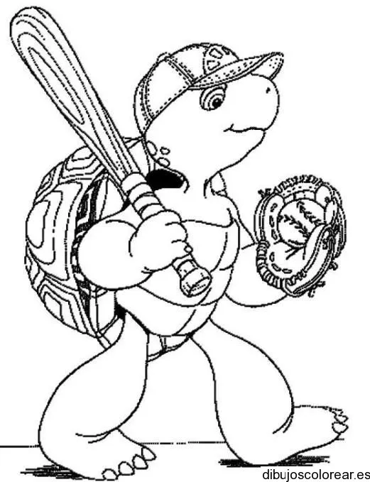 Dibujo de Tortuga jugando beisbol | Dibujos para Colorear
