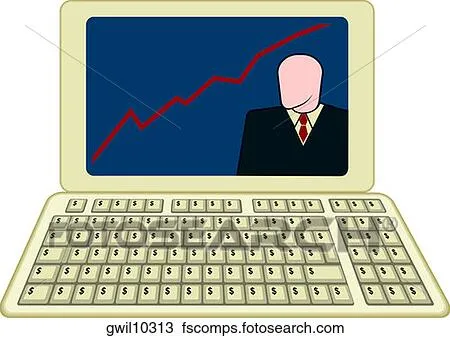 Dibujo - un, hombre, en, un, computadora de computadora portátil ... Dibujo - un, hombre, en, un, computadora de computadora portátil ...
