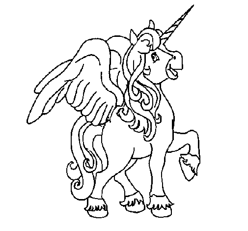 Dibujo de Unicornio con alas para Colorear - Dibujos.net