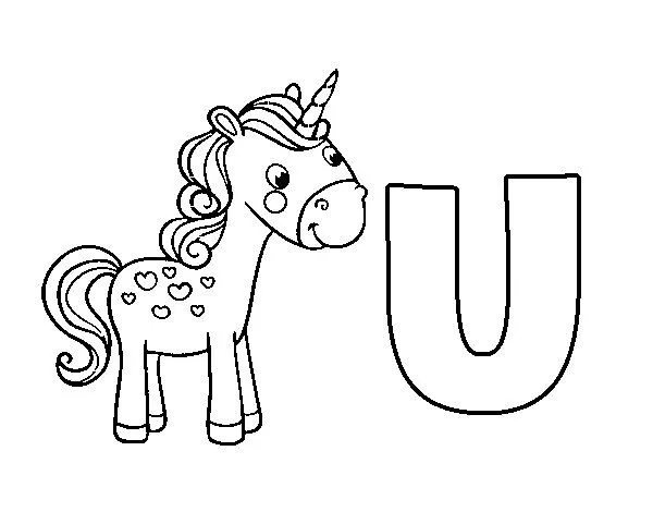Dibujo de U de Unicornio para Colorear - Dibujos.net Dibujo de U de Unicornio para Colorear - Dibujos.net