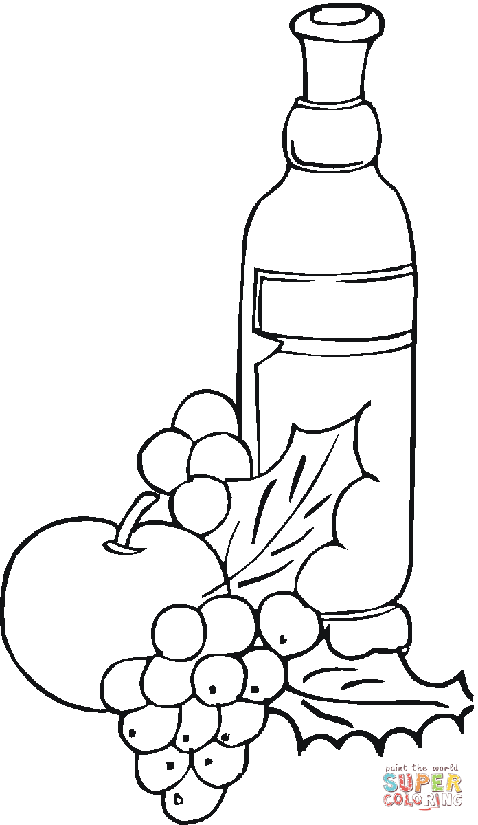 Dibujo de Uvas y Vino para colorear | Dibujos para colorear imprimir gratis Dibujo de Uvas y Vino para colorear | Dibujos para colorear imprimir gratis