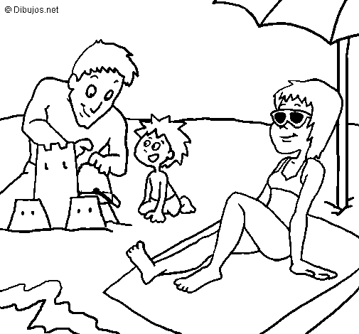 Dibujo de Vacaciones familiares para Colorear - Dibujos.net Dibujo de Vacaciones familiares para Colorear - Dibujos.net