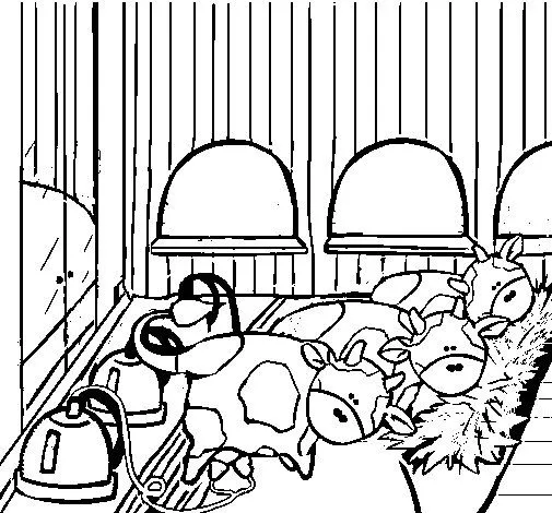 Dibujo de Vacas en el establo para Colorear - Dibujos.net Dibujo de Vacas en el establo para Colorear - Dibujos.net