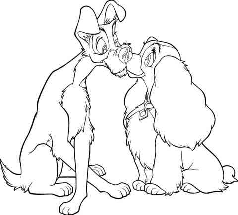 Dibujo de Vagabundo y Dama enamorados para colorear | Dibujos para ...