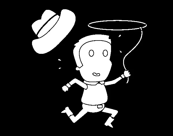 Dibujo de Vaquero con cuerda para Colorear - Dibujos.net Dibujo de Vaquero con cuerda para Colorear - Dibujos.net