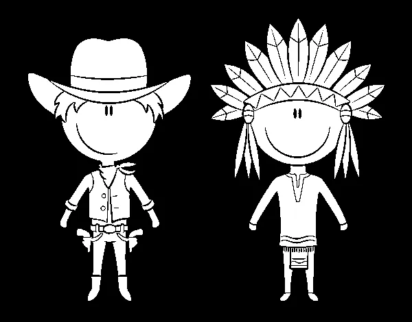 Dibujos para colorear indios y vaqueros - Imagui