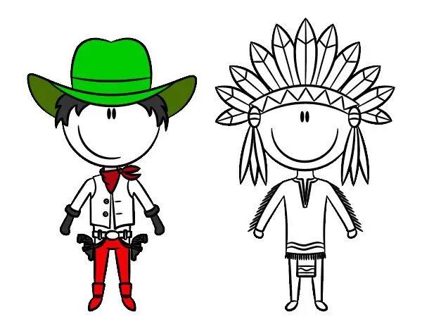 Dibujo de Vaquero e indio contentos pintado por Chaguanada en ...