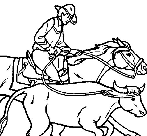 Dibujo de Vaquero y vaca para Colorear - Dibujos.net