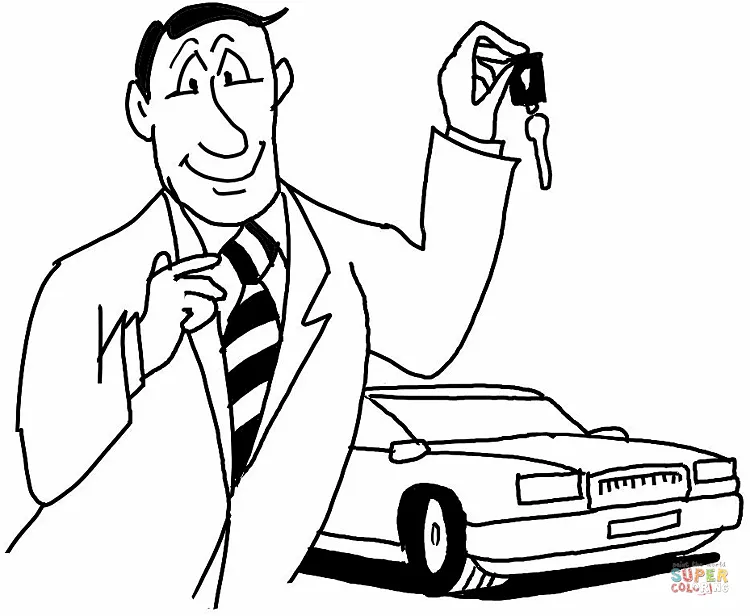 Dibujo de Vendedor de Automóviles para colorear | Dibujos para ... Dibujo de Vendedor de Automóviles para colorear | Dibujos para ...