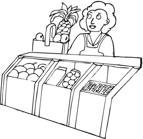 Dibujo de Vendedora del Almacén para colorear | Dibujos para ... Dibujo de Vendedora del Almacén para colorear | Dibujos para ...