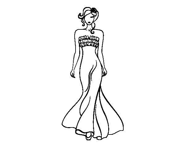 Dibujo de Vestido de boda elegante para Colorear - Dibujos.net Dibujo de Vestido de boda elegante para Colorear - Dibujos.net