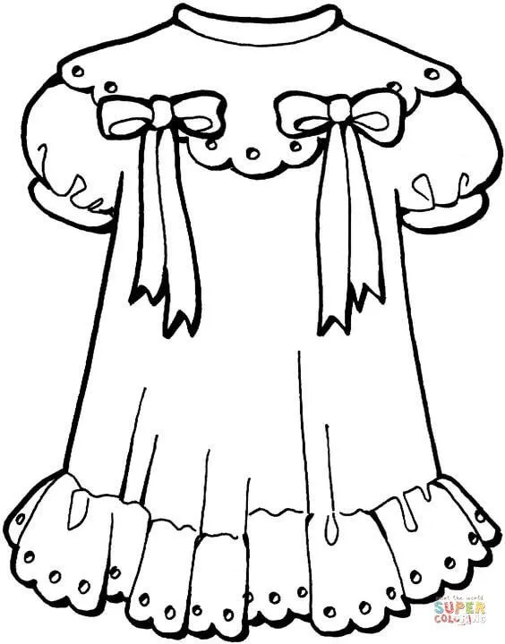 Dibujo de Vestido de Niña para colorear | Dibujos para colorear ... Dibujo de Vestido de Niña para colorear | Dibujos para colorear ...