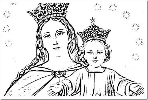 dibujo para colorear Virgen María auxiliadora | Colorear dibujo para colorear Virgen María auxiliadora | Colorear