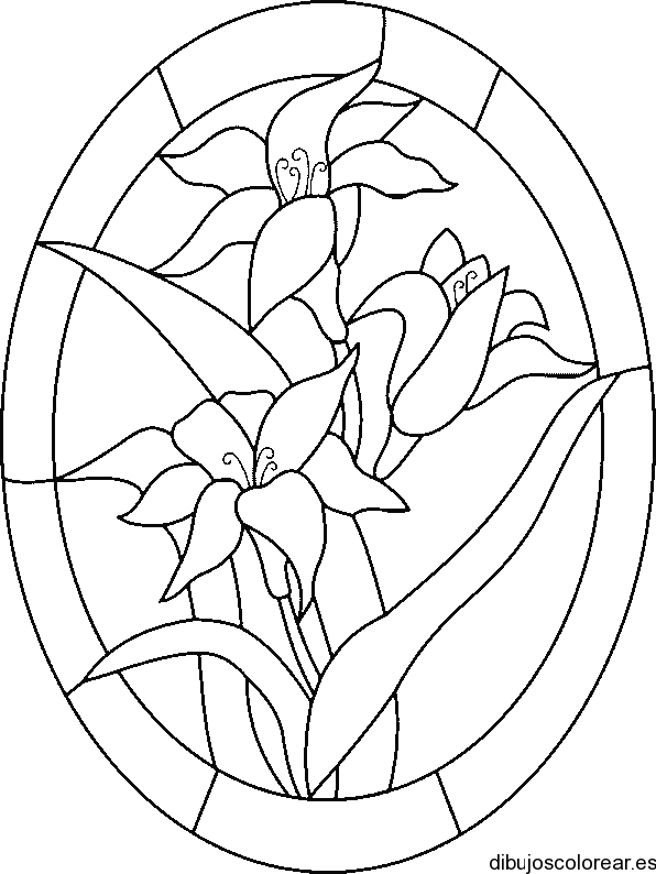 Dibujo de un vitral con flores | Dibujos para Colorear