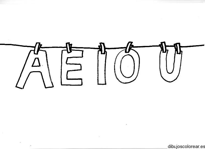 Dibujo de las vocales en un lazo | Dibujos para Colorear