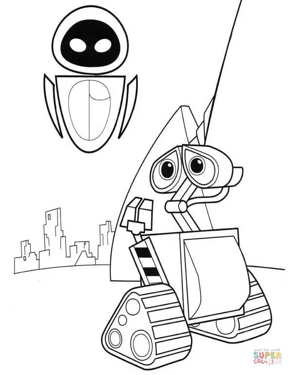 Dibujo de Wall-E Conoce A Eva para colorear | Dibujos para ... Dibujo de Wall-E Conoce A Eva para colorear | Dibujos para ...
