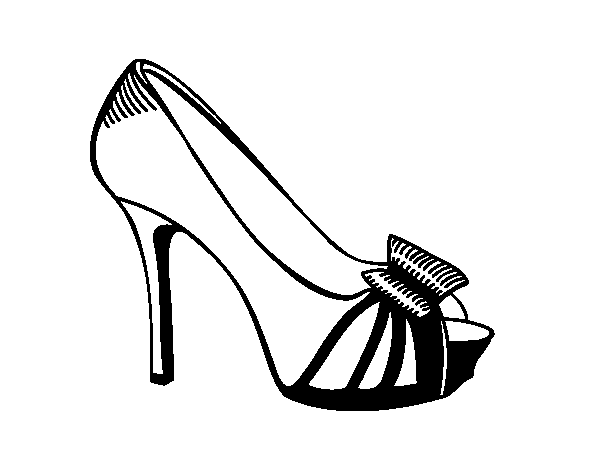 Dibujo de Zapato de plataforma con lazo para Colorear - Dibujos.net Dibujo de Zapato de plataforma con lazo para Colorear - Dibujos.net