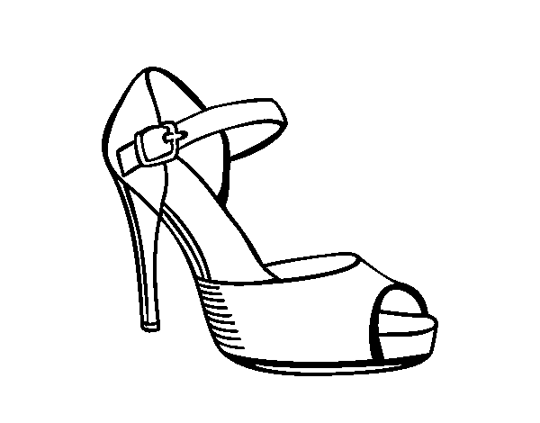 Dibujo de Zapato de tacón abierto para Colorear - Dibujos.net Dibujo de Zapato de tacón abierto para Colorear - Dibujos.net