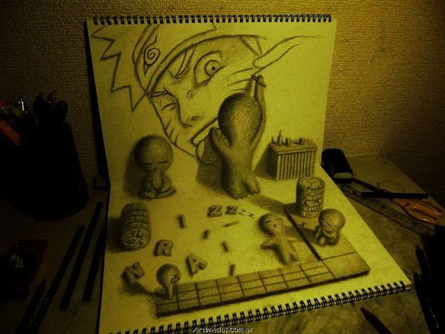 dibujos en 3D sobre dos hojas de papel - Taringa!