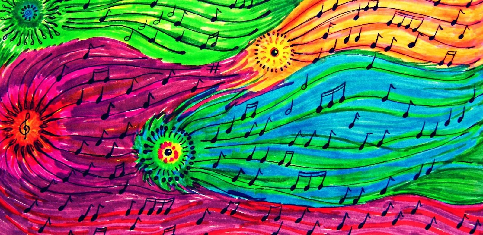 Dibujos Abstractos: Pentagrama del Color.