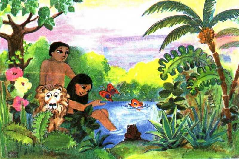 Dibujos de adan y eva a color - Imagui