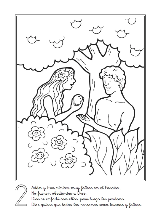 Dibujos de Adan y Eva en el paraiso para colorear - Imagui