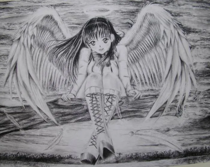 Alas de angel dibujo a lapiz - Imagui